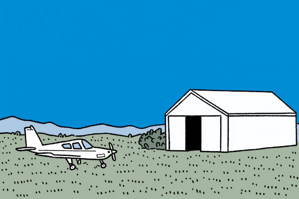 Airplane and Airplane Hangar on Grassy Field