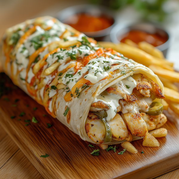 Grilled Chicken Wrap with Fries