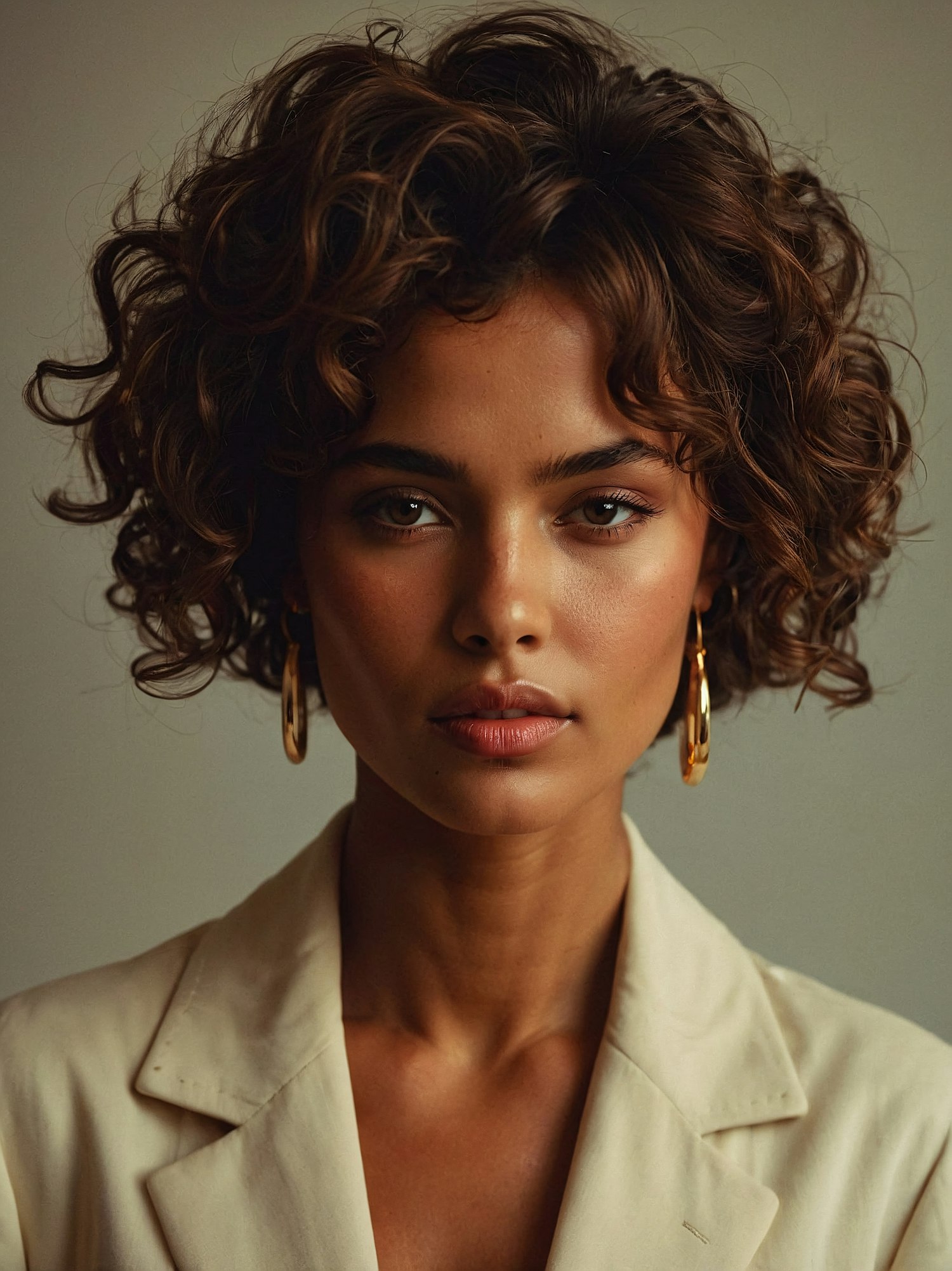 Portrait of a Woman with Curly Hair