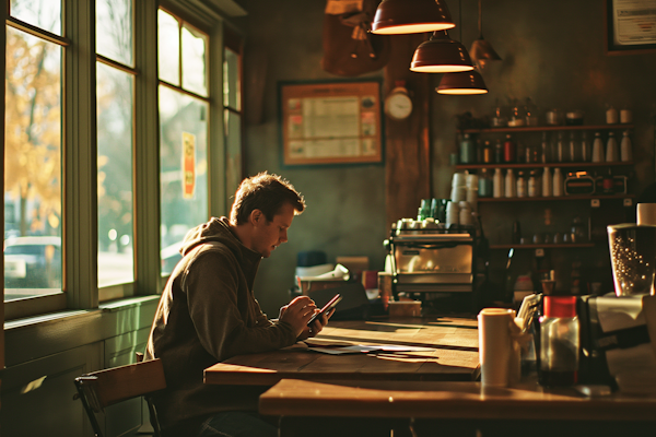 Solitude in Warmth: A Quiet Moment at the Cafe