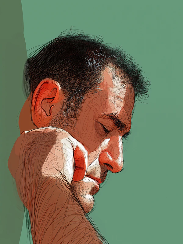 Contemplative Man Illustration