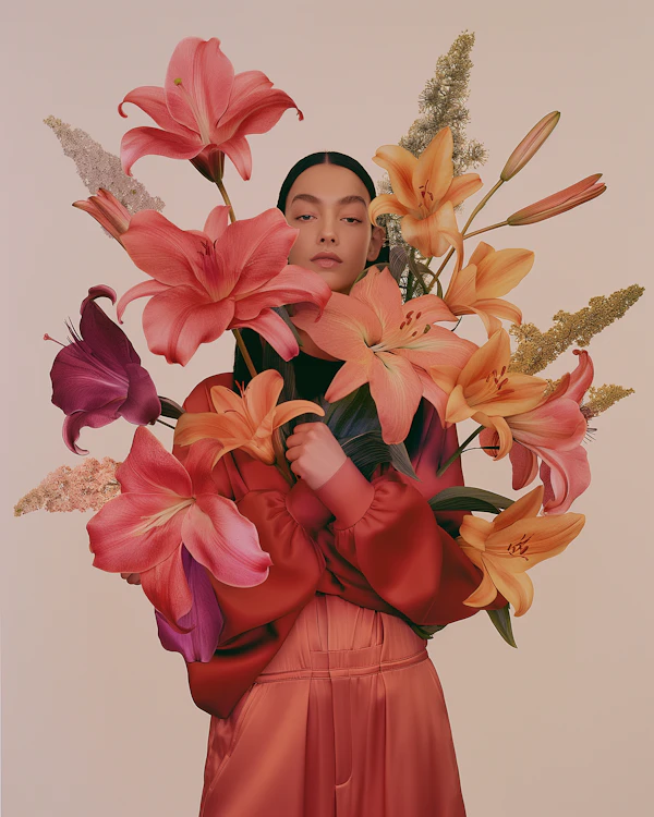 Woman in Floral Harmony