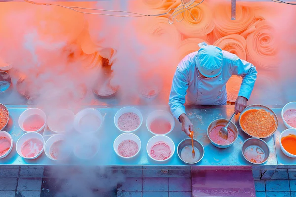 Chef in Vibrant Street Food Market