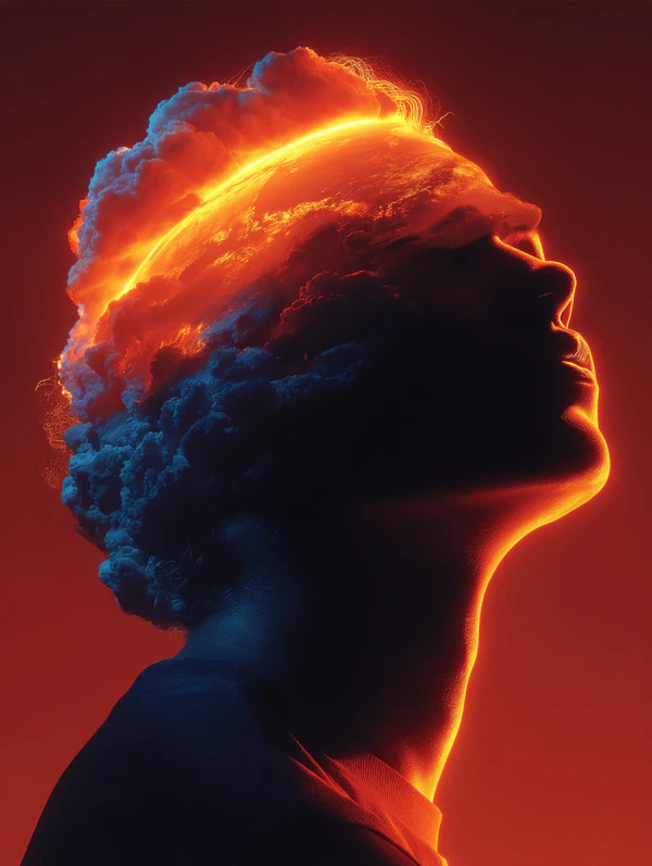 Fiery Surreal Profile Art