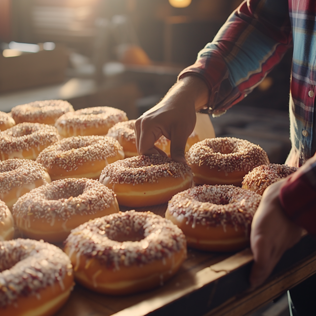 Handpicked Delight: Artisanal Donuts with Sprinkles