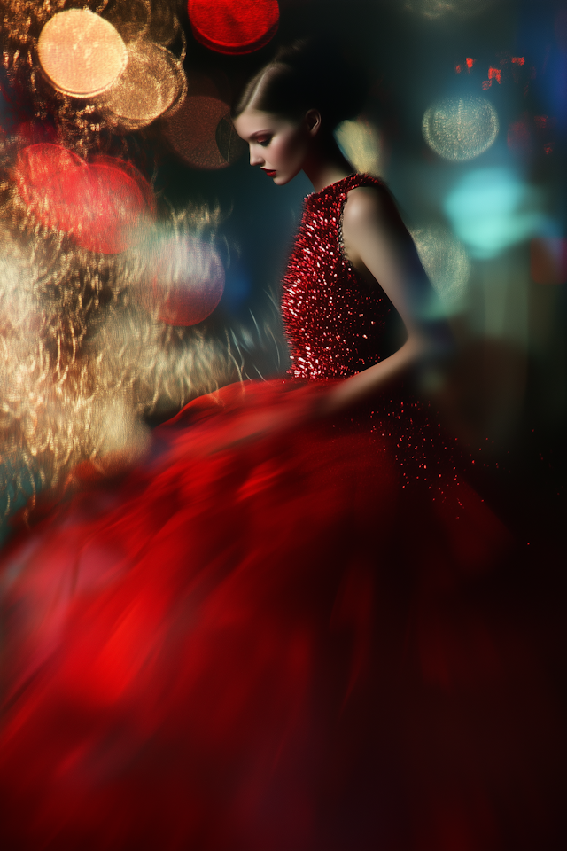 Elegant Woman in Red Dress