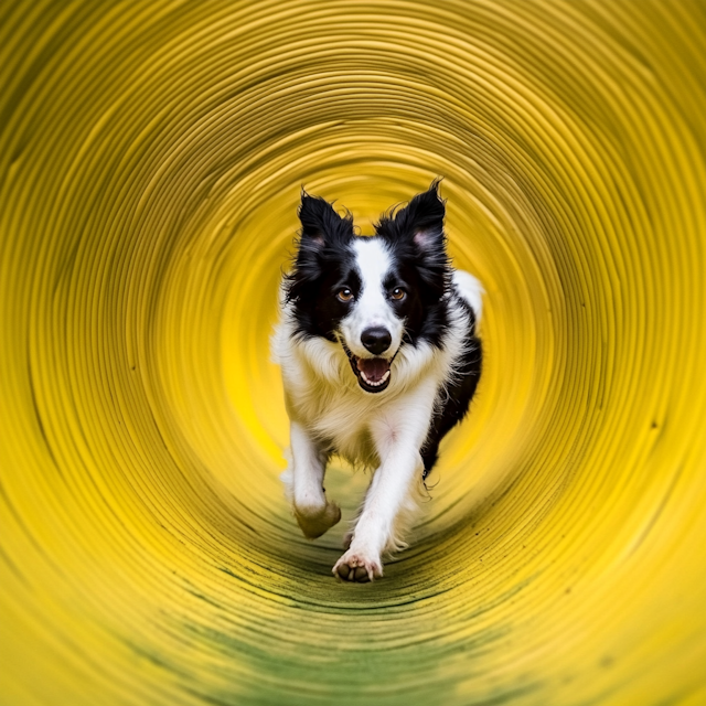 Border Collie in Tunnel