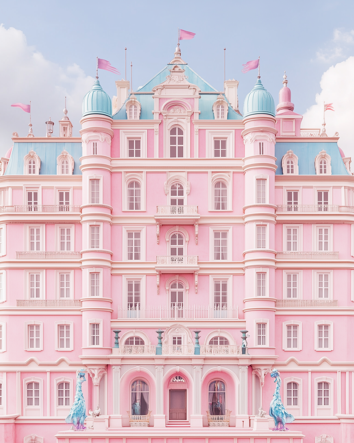 Ornate Pink Facade Building