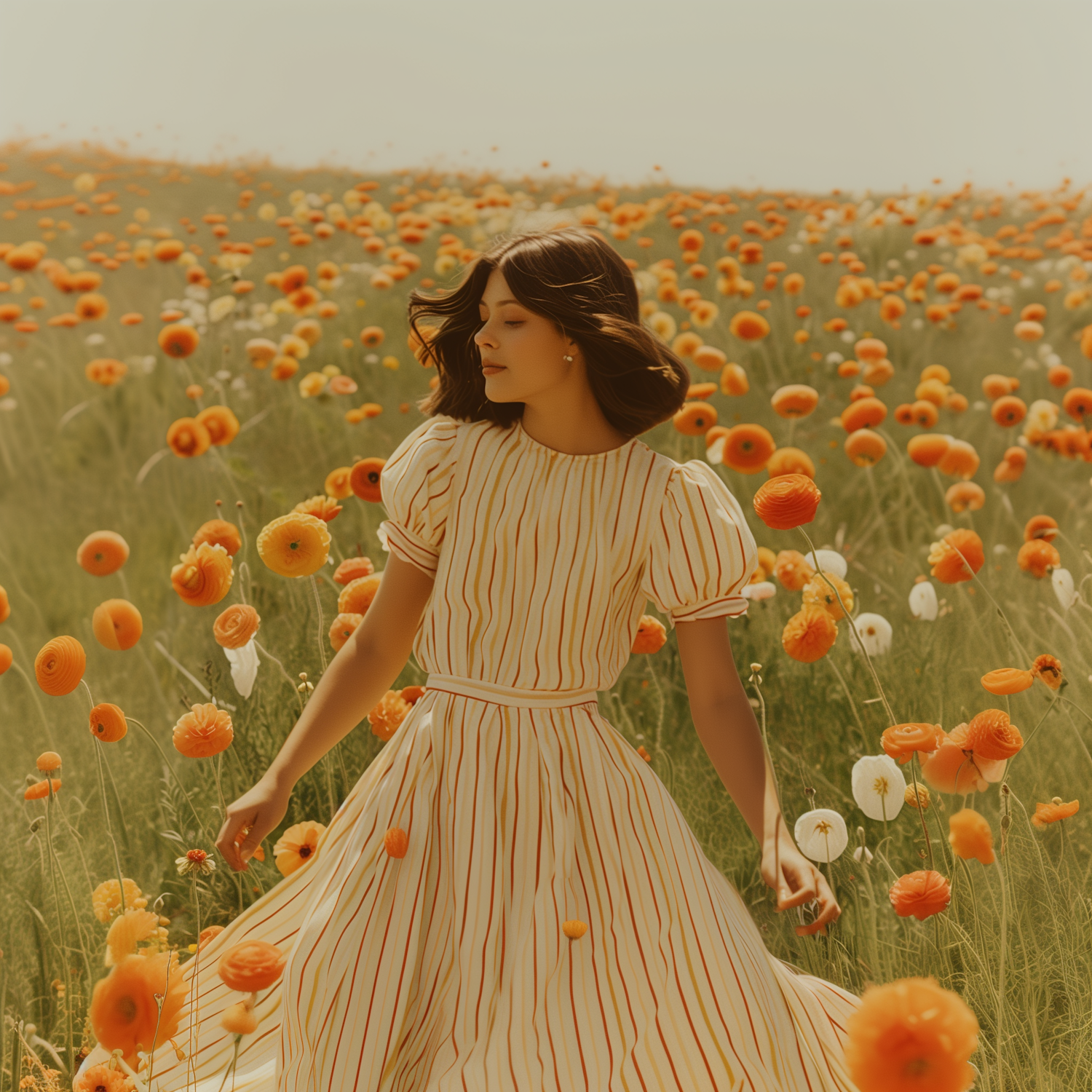 Serene Woman in Poppy Field