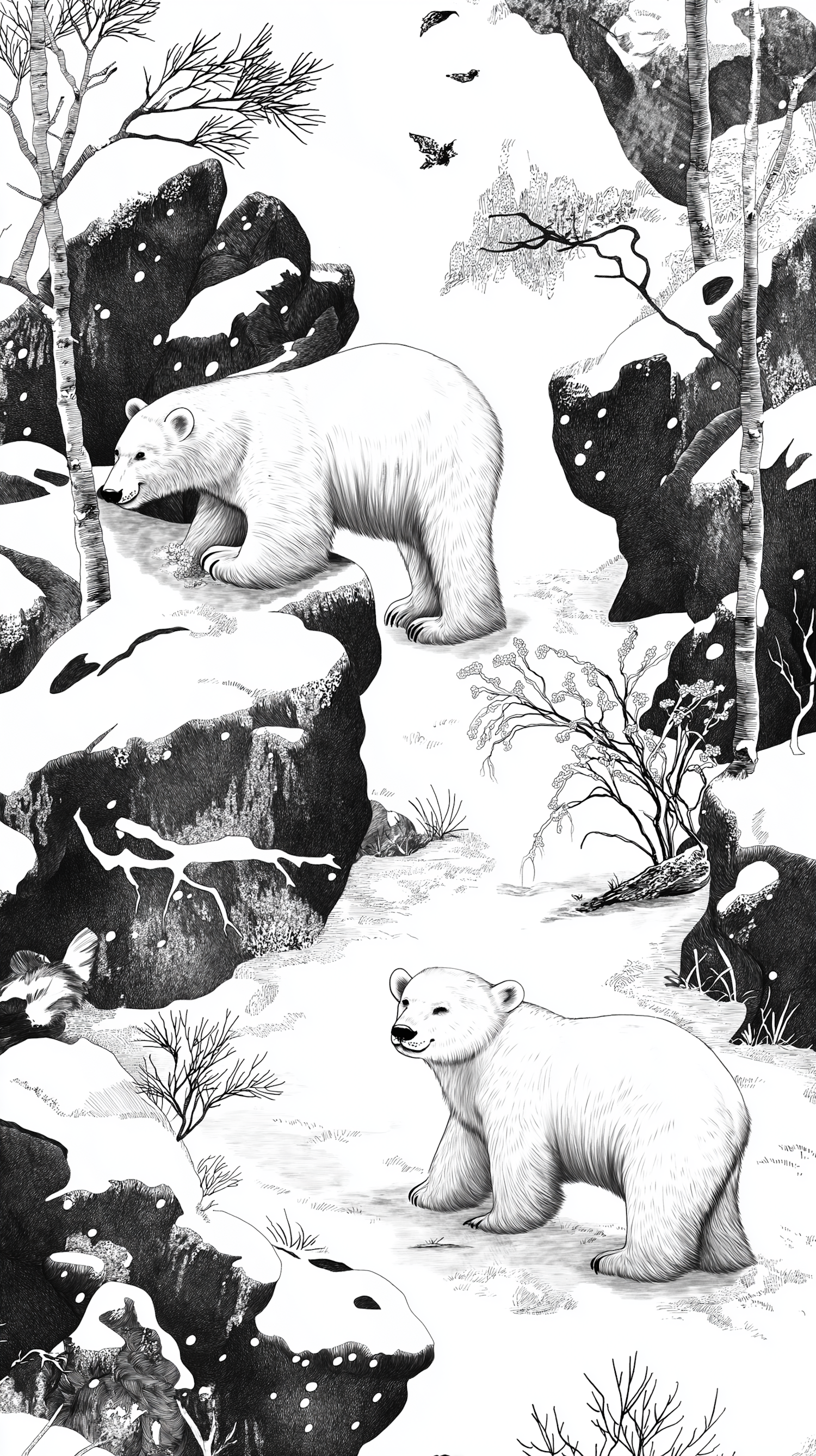 Serene Winter Scene with Polar Bears