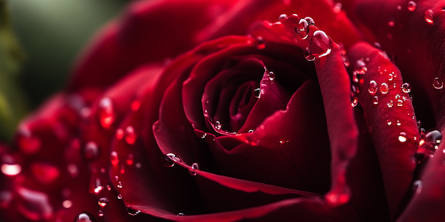 Close-up of a Red Rose with Water Droplets