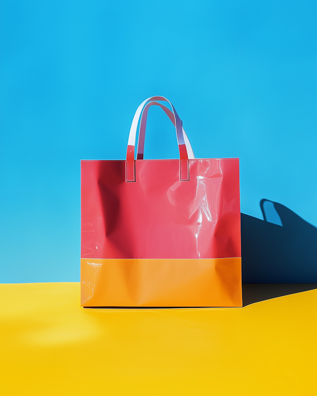 Vibrant Shopping Bag on Two-Tone Background