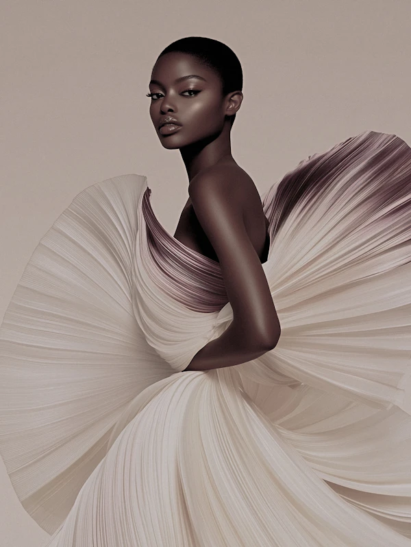 Elegant Woman in Flowing Gown