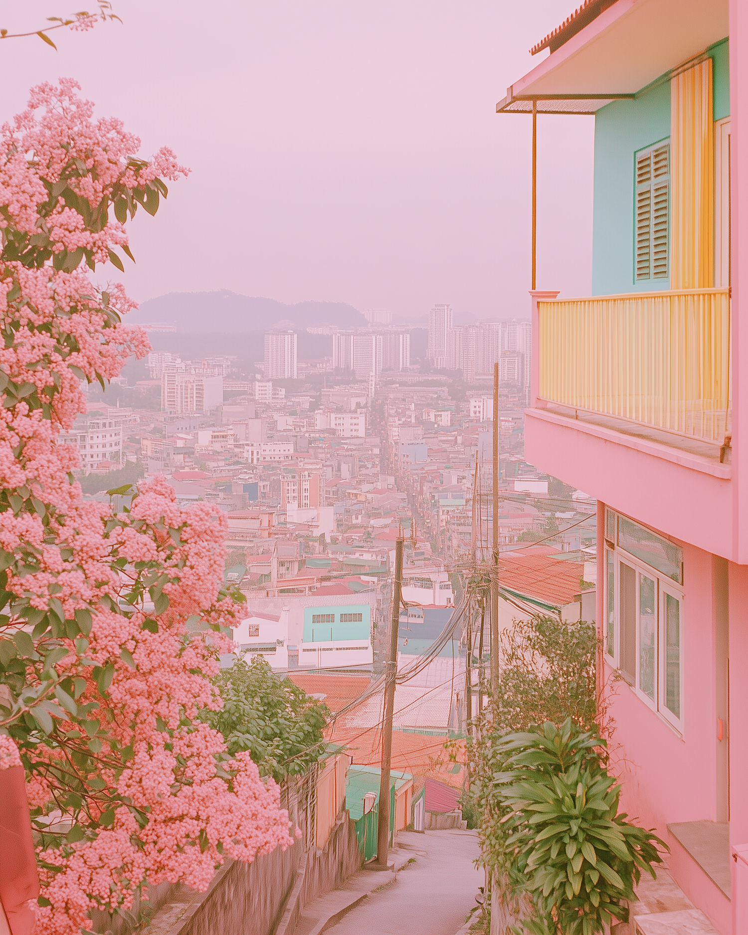 Pastel Urban Scene