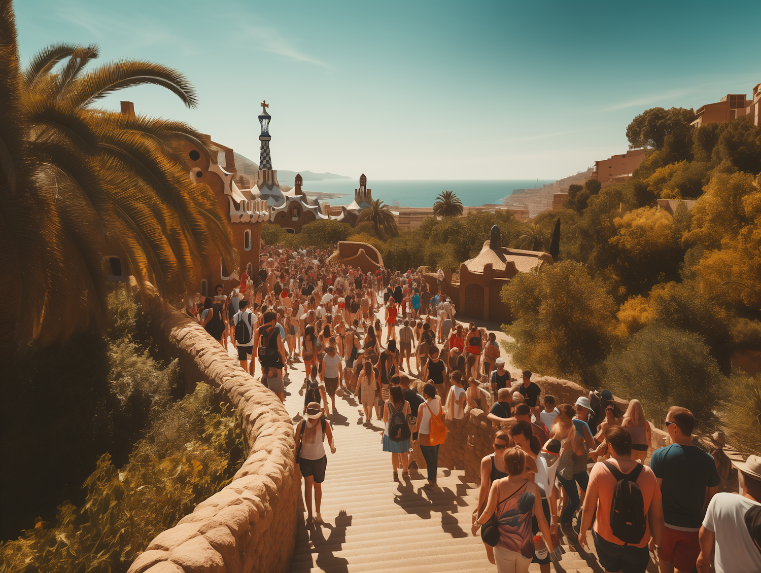 Sunlit Promenade by the Sea