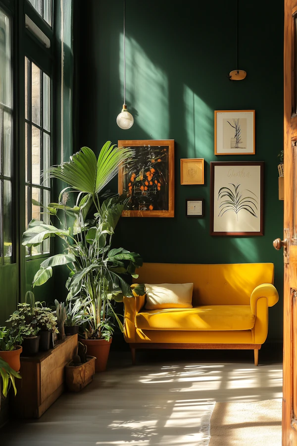 Sunlit Green Room Decor