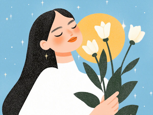 Serene Woman with Flowers