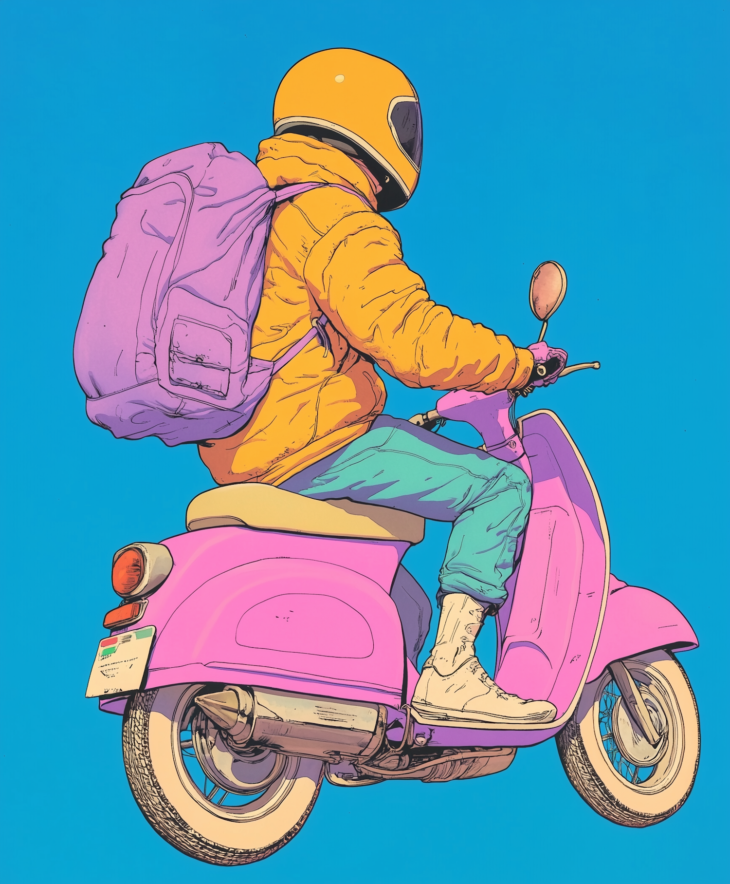 Person Riding Pink Scooter