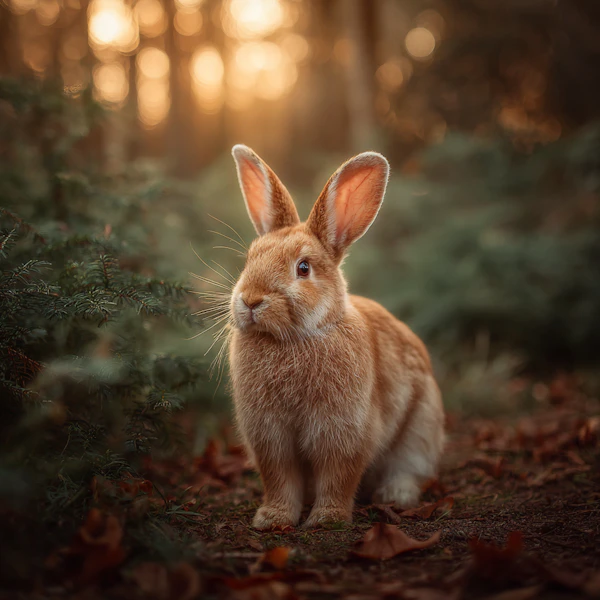 Golden Rabbit in Forest