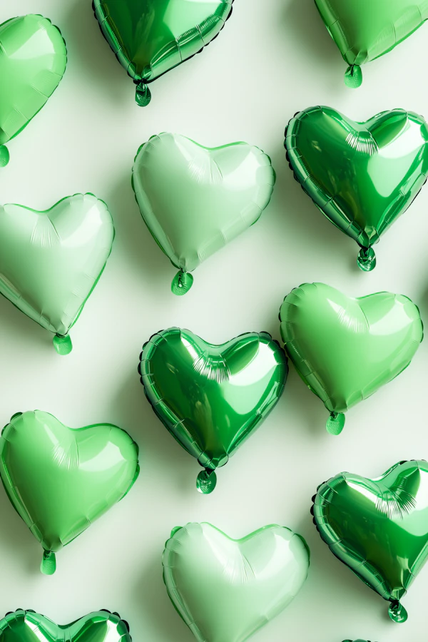 Green Heart Balloons