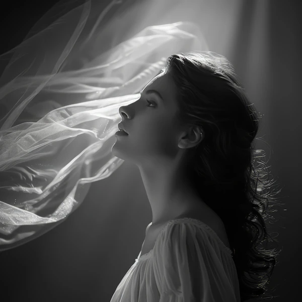 Serene Contemplation in Black and White