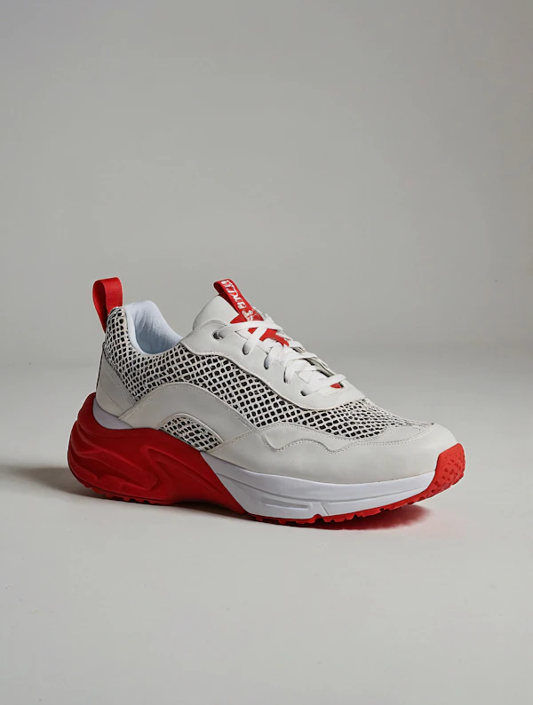 Stylish Sneaker with Red Accents