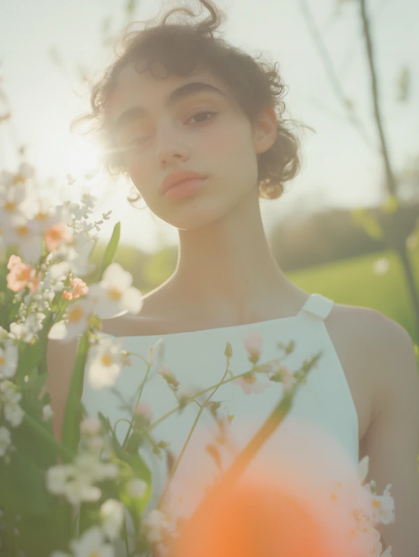 Woman in Flower Field