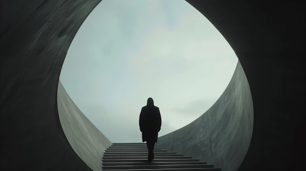 Lone Figure on Stairs