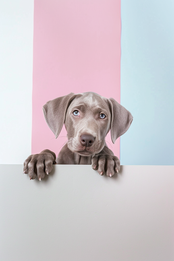 Adorable Gray Puppy on Pastel Background