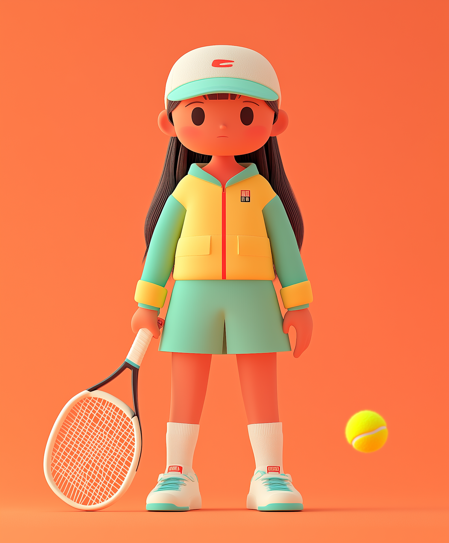 Stylized 3D Illustration of Tennis Player