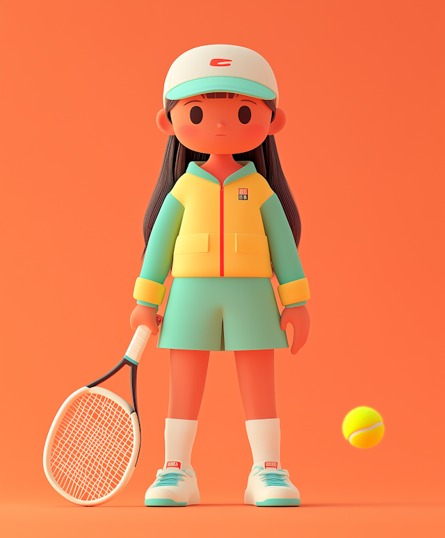 Stylized 3D Illustration of Tennis Player