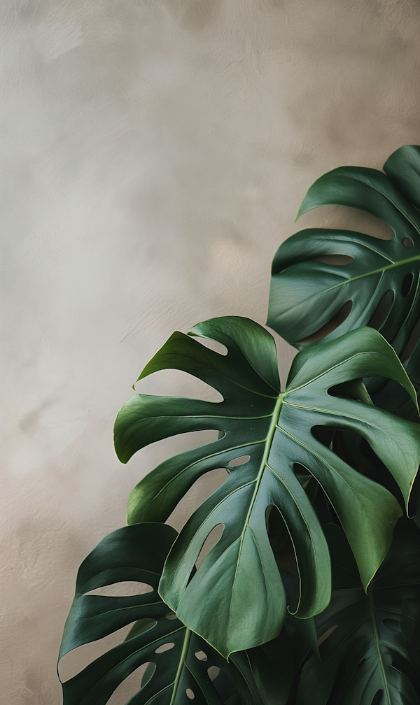 Lush Monstera Leaves Close-Up