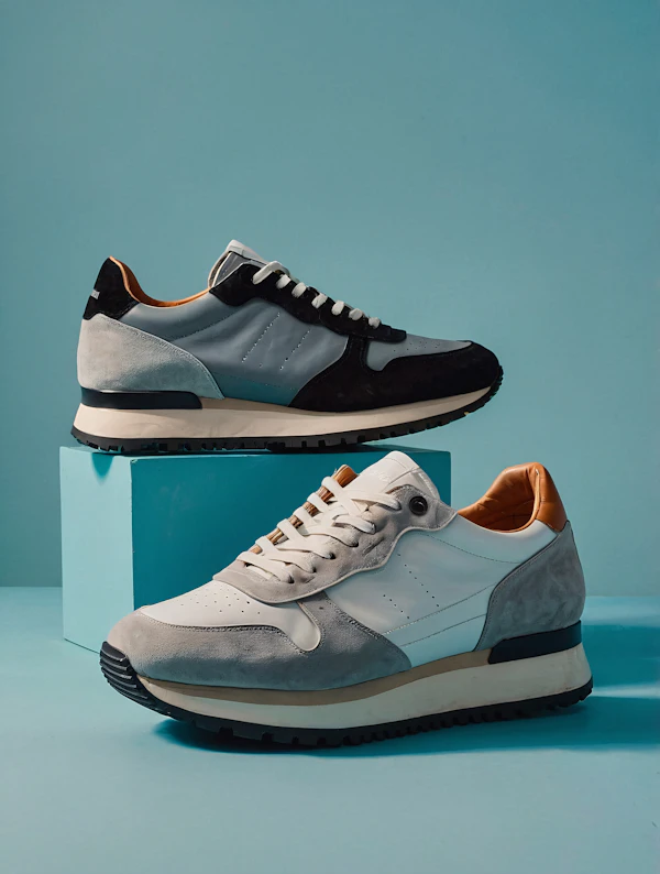 Stylish Sneakers on Blue Platform