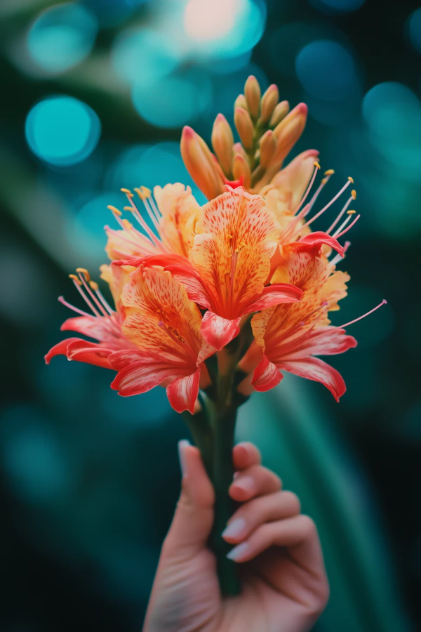 Hand Holding Vibrant Bouquet