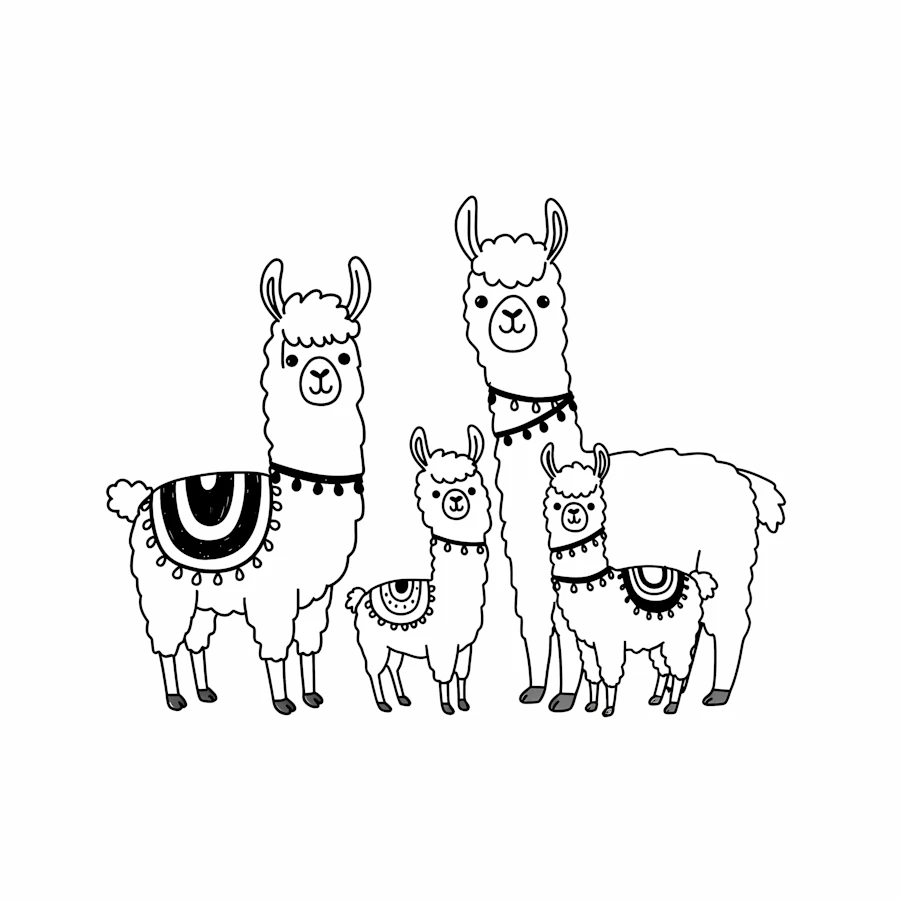 Llama Family Illustration