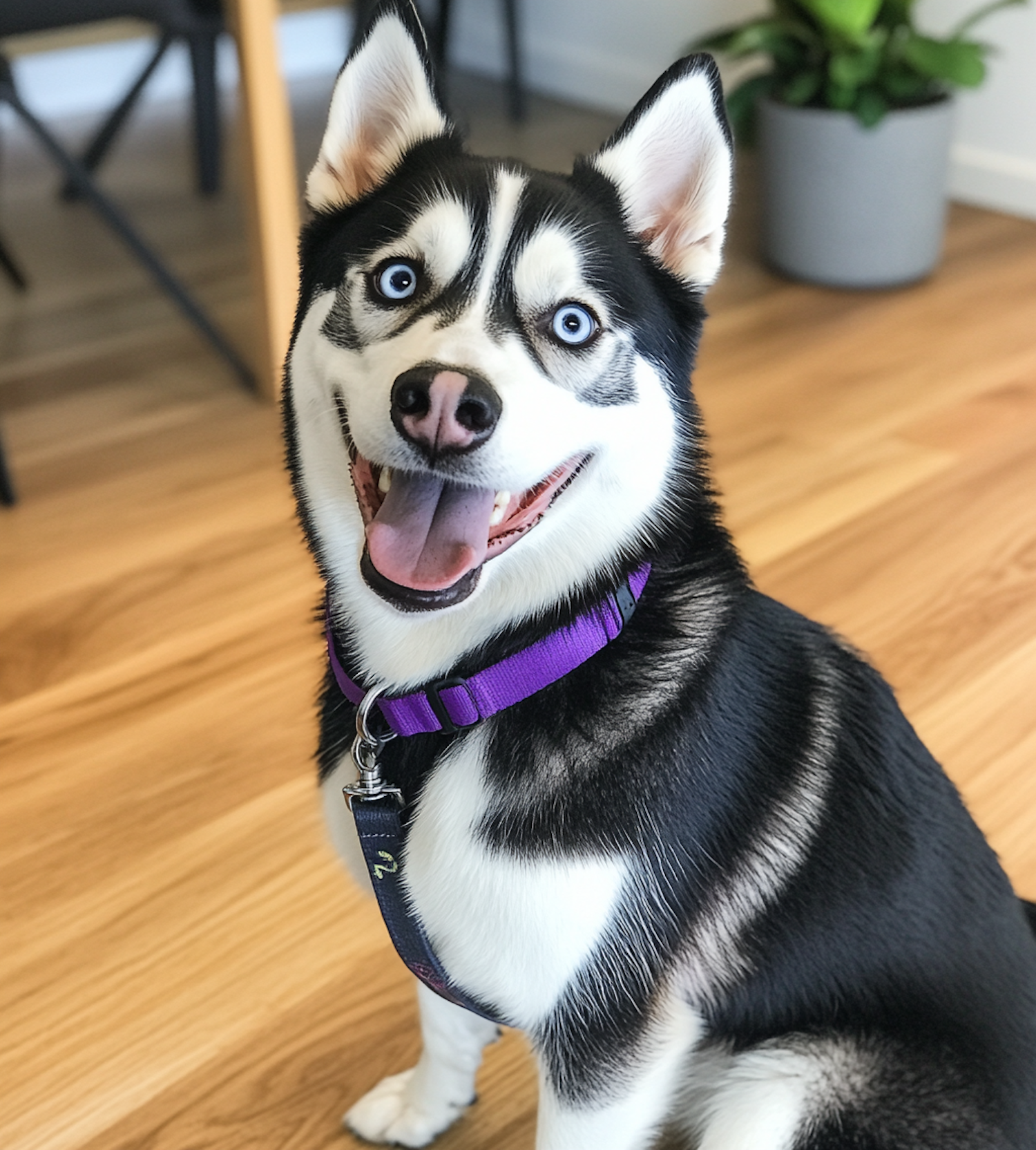 Striking Siberian Husky Indoors