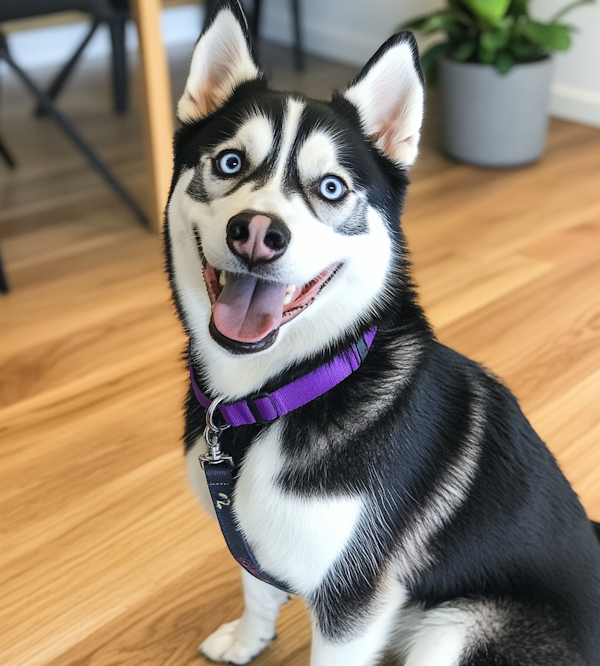 Striking Siberian Husky Indoors