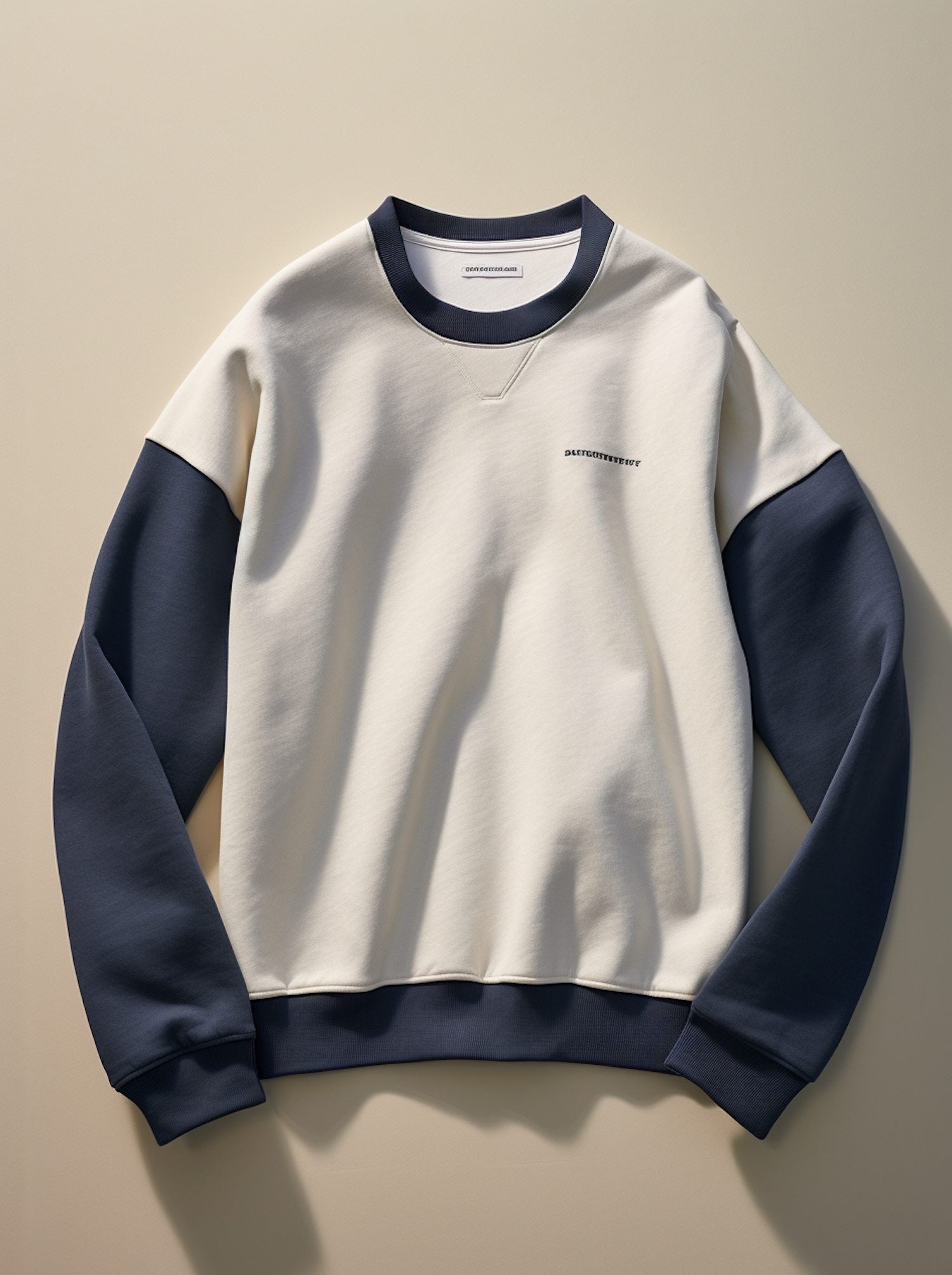 Bicolor Crewneck Sweatshirt with Embroidered Logo