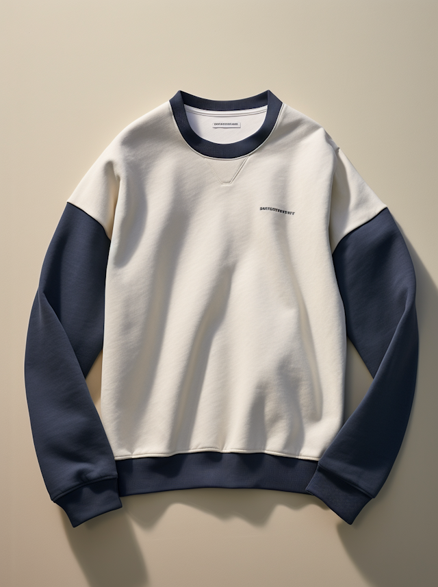 Bicolor Crewneck Sweatshirt with Embroidered Logo