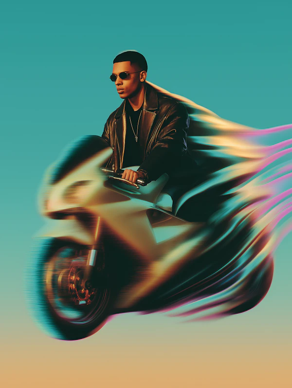Motorcycle Rider in Motion