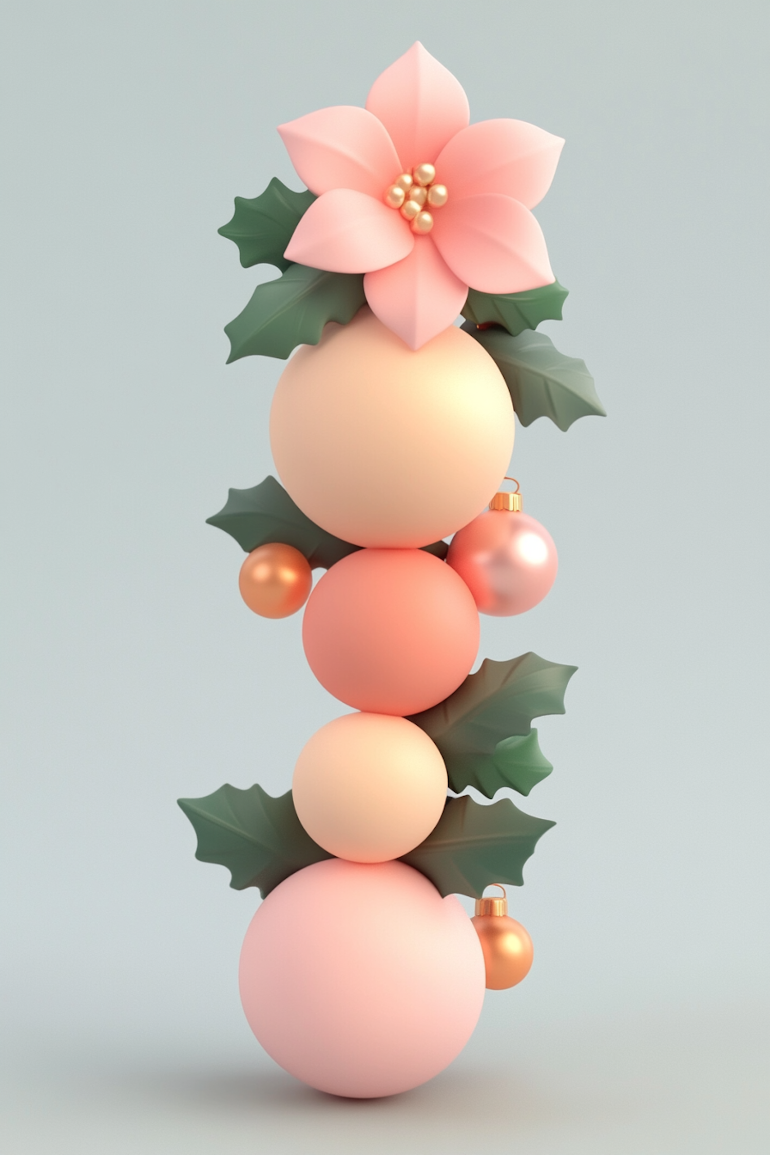 Pastel Spheres with Pink Flower