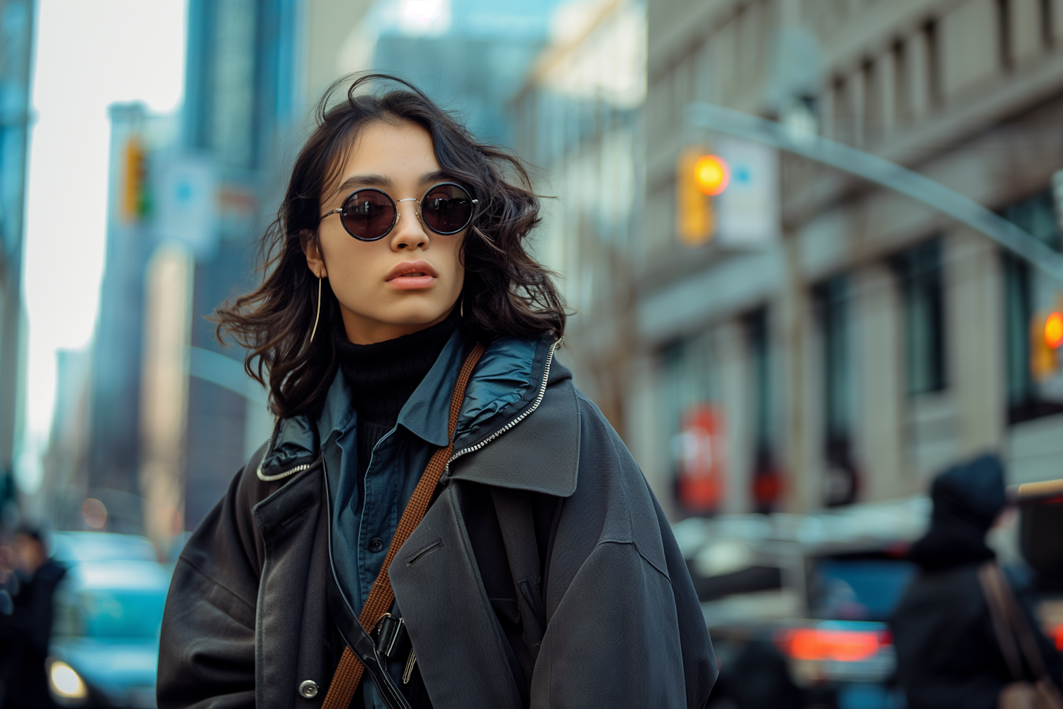 Contemplative Young Woman in Urban Setting