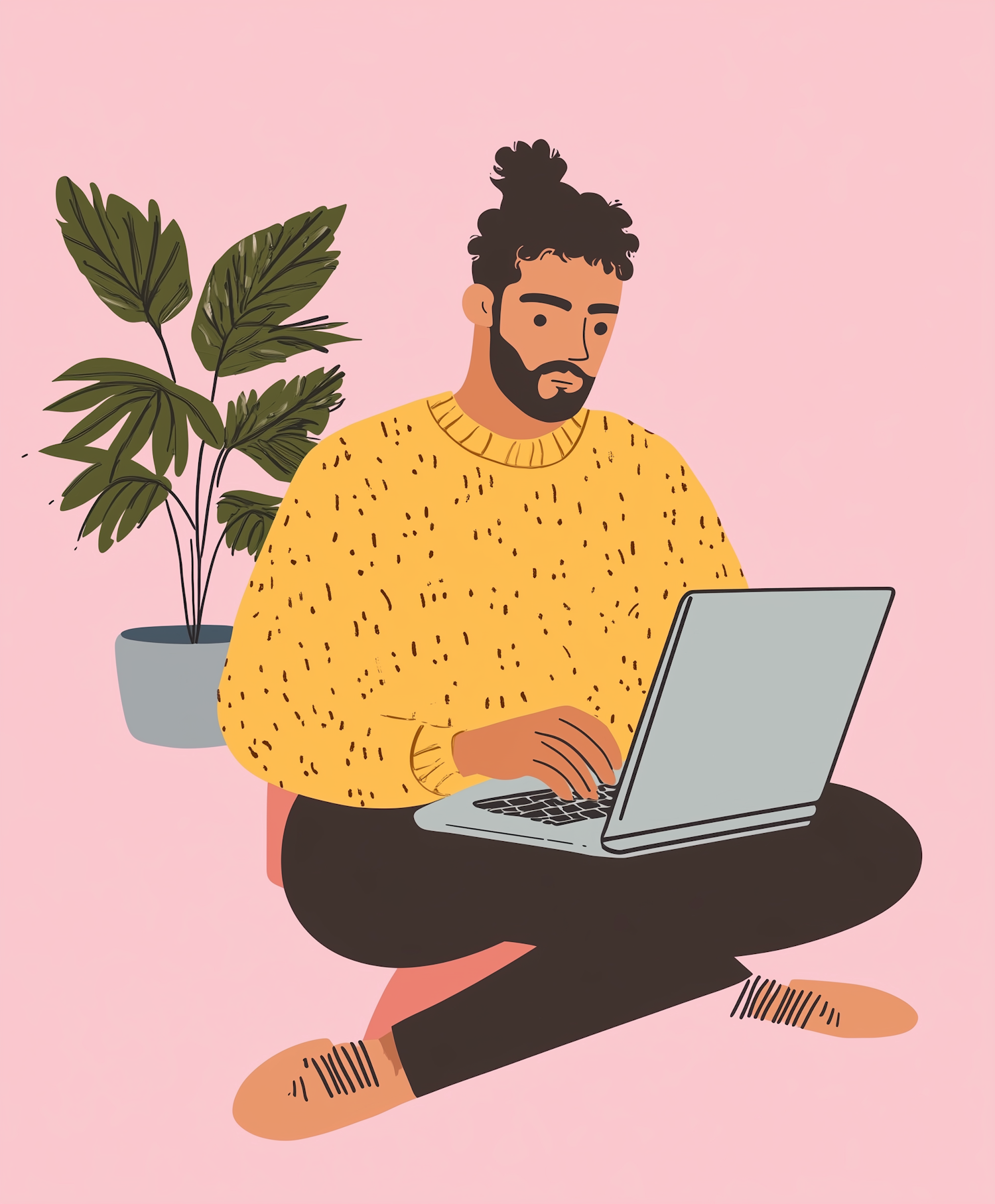 Man with Laptop Illustration