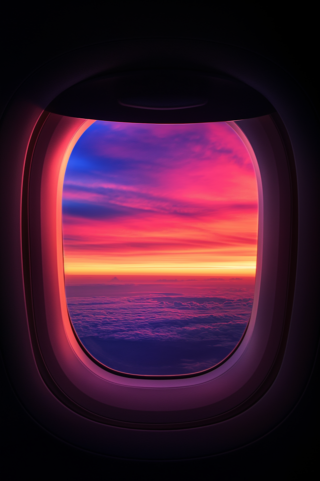 Aerial View of Sunrise from Airplane