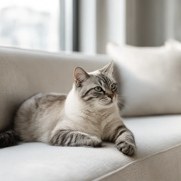 Relaxed Cat on Sofa