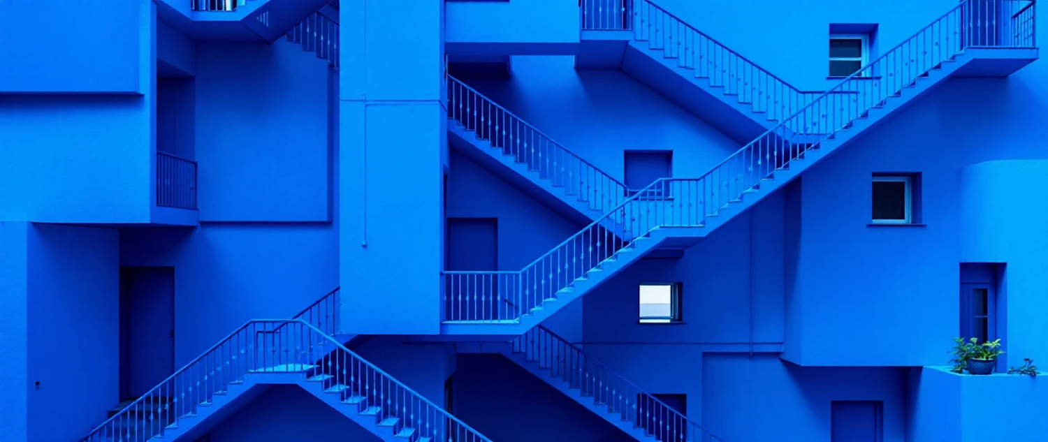 Blue Architectural Facade