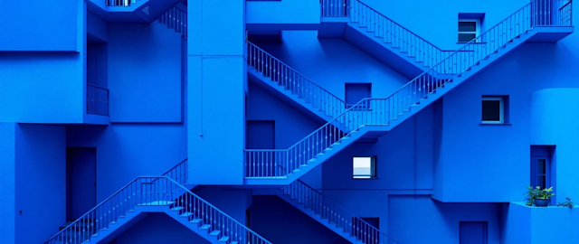 Blue Architectural Facade