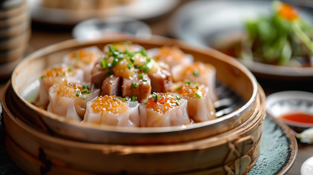 Delicious Dim Sum in Bamboo Steamer