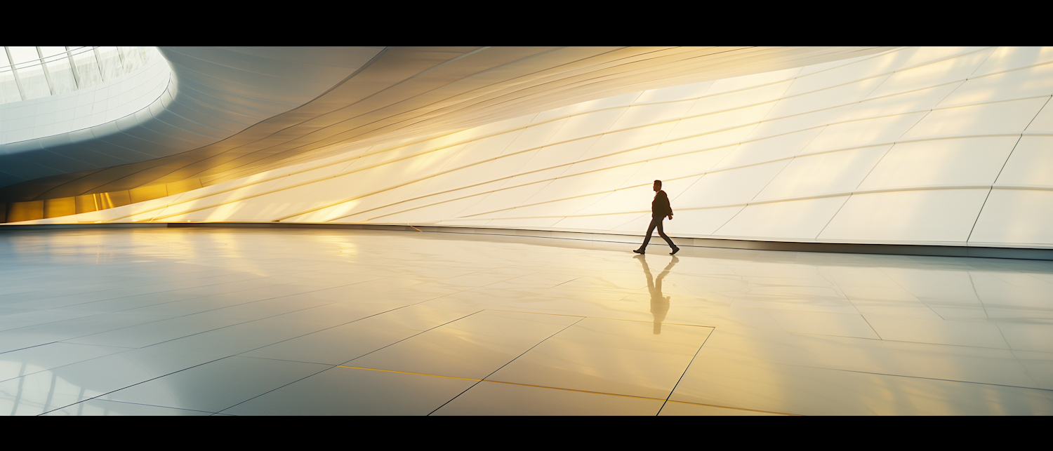 Solitary Figure in a Modern Urban Setting