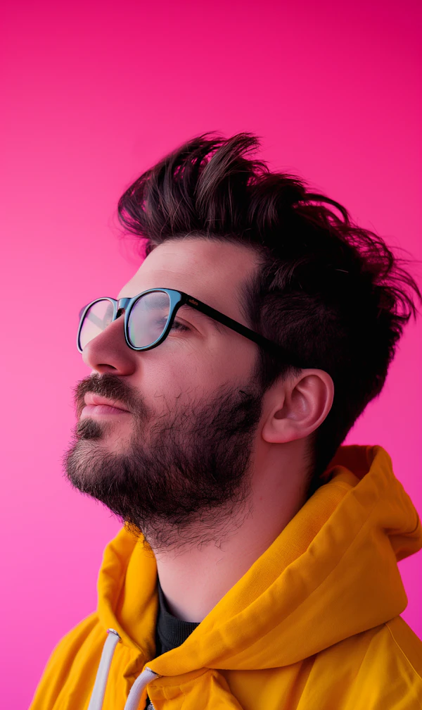Contemplative Man with Vibrant Background